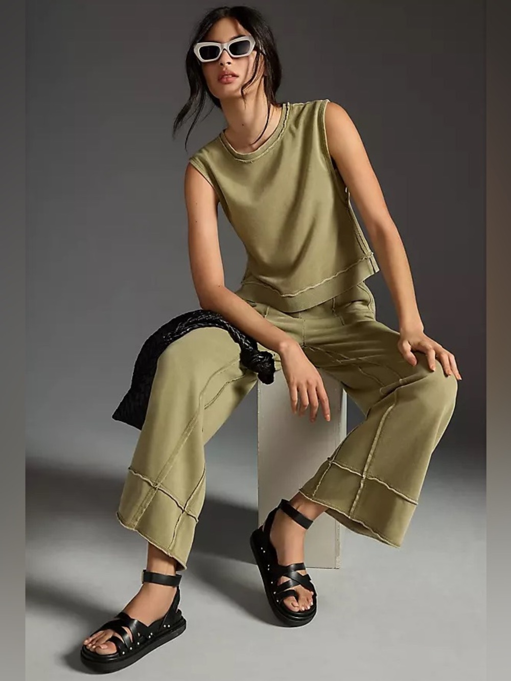 Anthropologie Muscle Tee & Wide-leg Pants Set